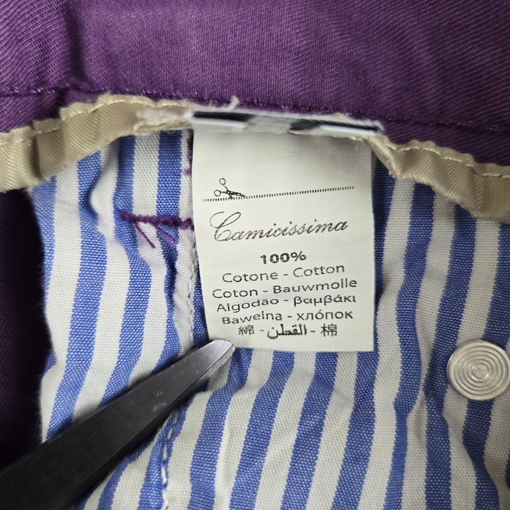 Camicissima Pants 34x34 Purple Cotton 5 Pockets Smart Casual Made In Italy - Picture 12 of 13
